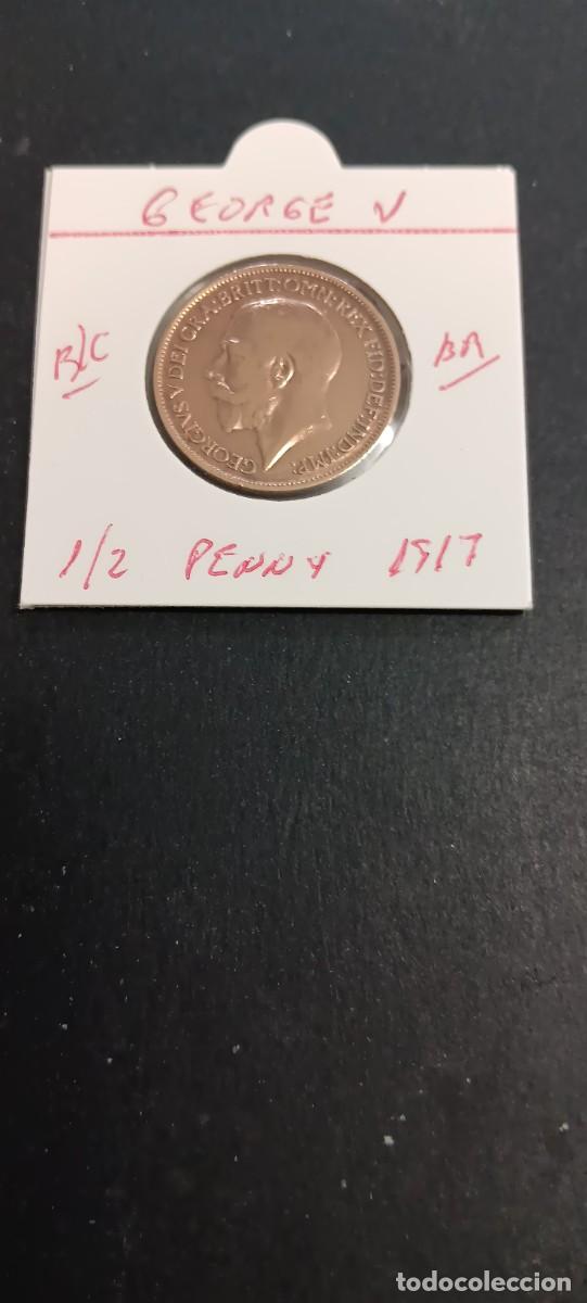 Monedas antiguas de Europa: GRAN BRETA&Ntilde;A 1/2 PENNY 1917 BC KM=809 (BRONCE) GEORGE V