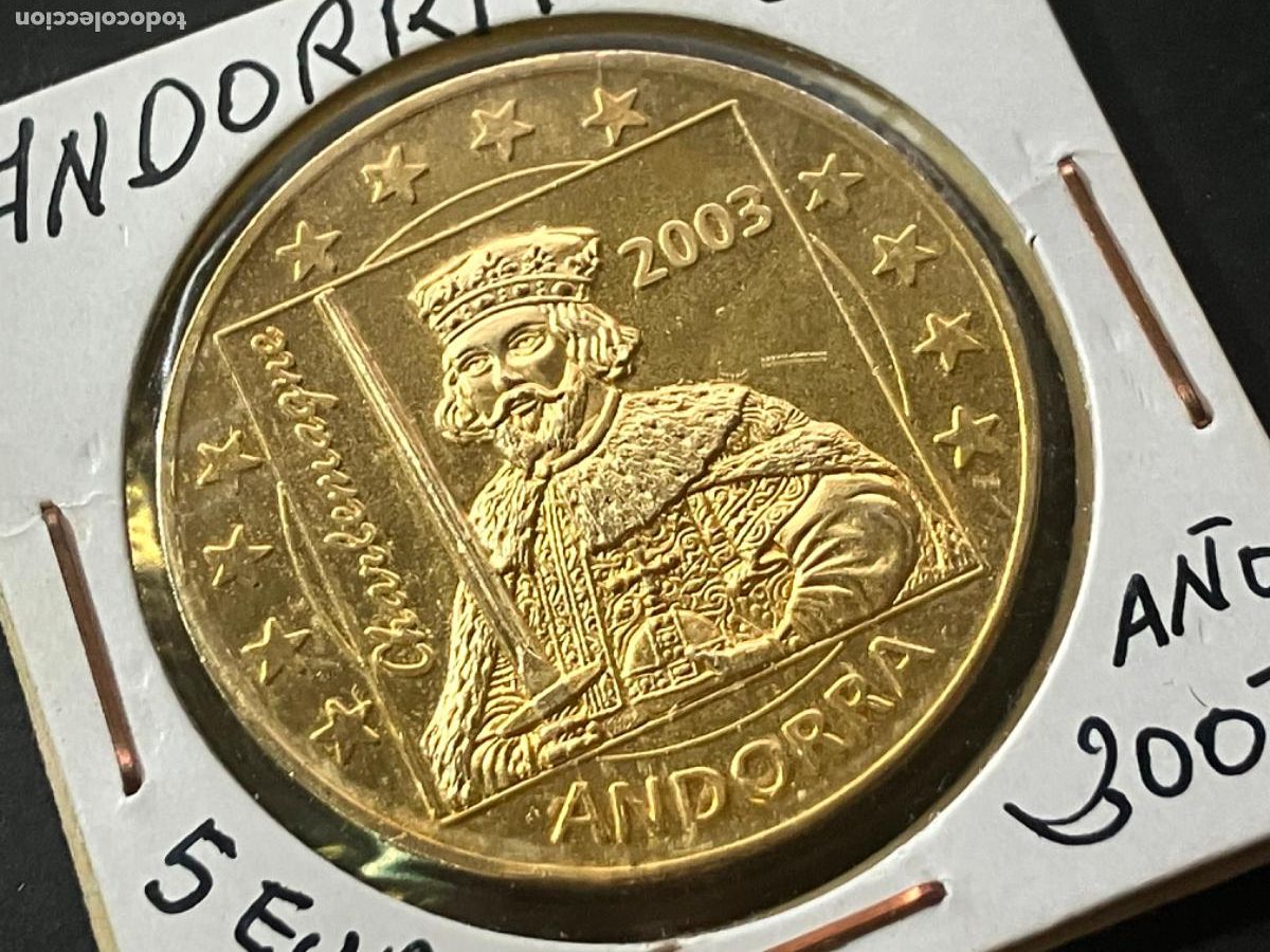 Monedas antiguas de Europa: 5 Euros Moneda Prueba Andorra Carlomagno Esqu&iacute;