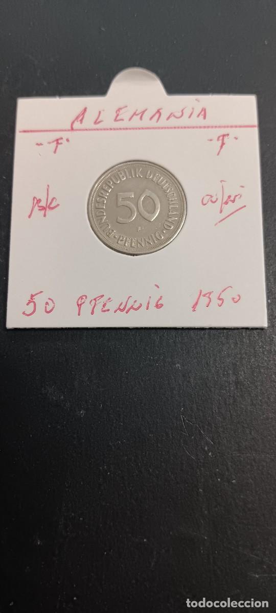 Monedas antiguas de Europa: ALEMANIA FEDERAL 50 PFENNIG 1950 BC KM=109.1 (CUPRONIQUEL) CECA &rdquo;F&rdquo;