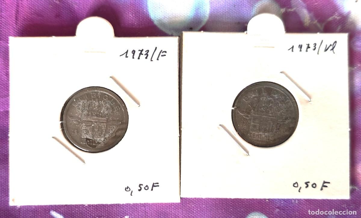 Monedas antiguas de Europa: 2 MONEDAS DE BELGICA 1973 - 50 centavos - BELGIQUE y BELGIE - MONEDAS ENCARTONADAS