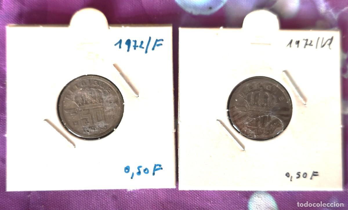 Monedas antiguas de Europa: 2 MONEDAS DE BELGICA 1972 - 50 centavos - BELGIQUE y BELGIE - MONEDAS ENCARTONADAS