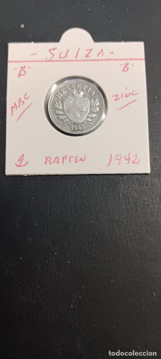Monedas antiguas de Europa: SUIZA 2 RAPPEN 1942 MBC KM=4.2b (ZINC) &rdquo;B&rdquo;
