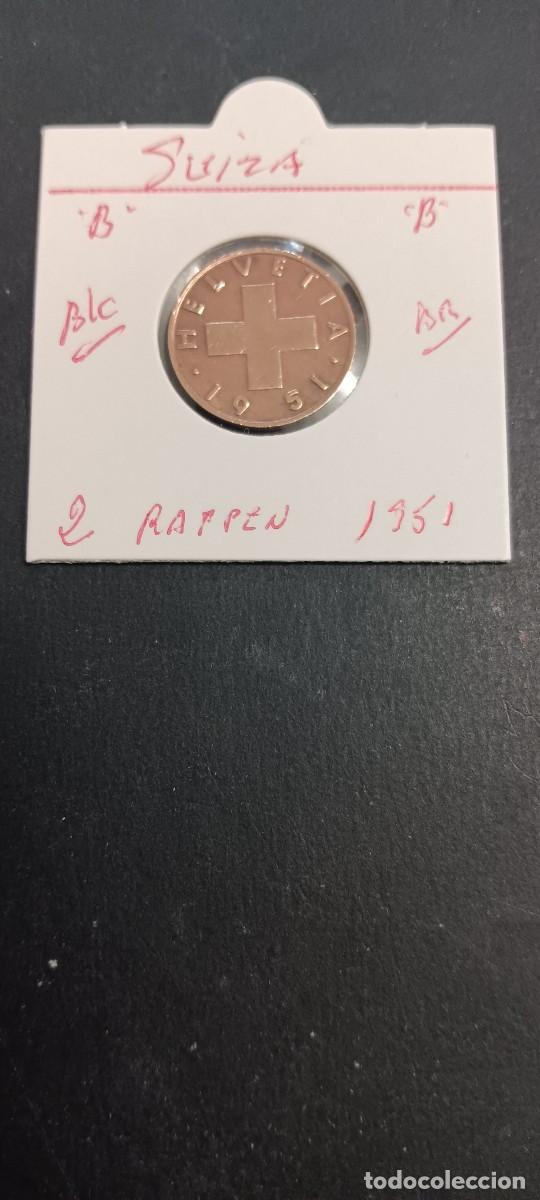 Monedas antiguas de Europa: SUIZA 2 RAPPEN 1951 BC KM=47 (BRONCE) &rdquo;B&rdquo;