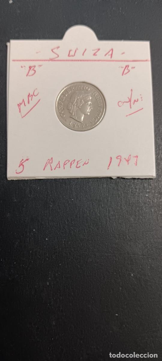 Monedas antiguas de Europa: SUIZA 5 RAPPEN 1947 MBC KM=26 (CUPRONIQUEL) &rdquo;B&rdquo;