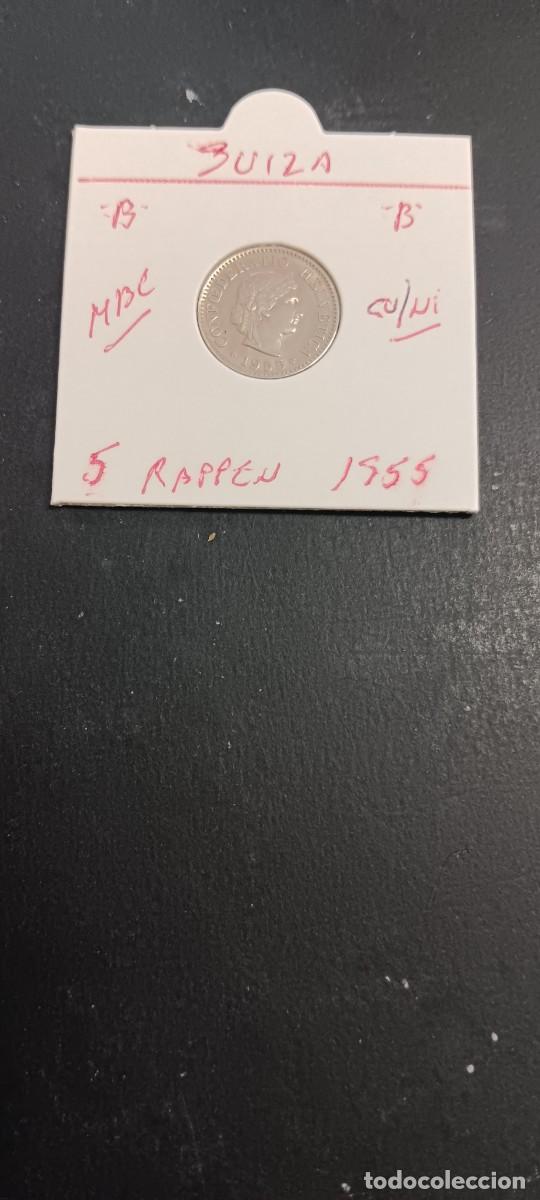 Monedas antiguas de Europa: SUIZA 5 RAPPEN 1955 MBC KM=26 (CUPRONIQUEL) &rdquo;B&rdquo;