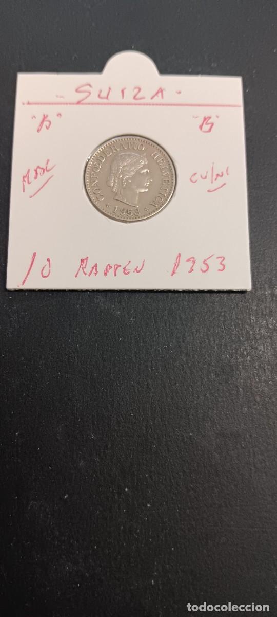 Monedas antiguas de Europa: SUIZA 10 RAPPEN 1953 MBC KM=27 (CUPRONIQUEL) &rdquo;B&rdquo;