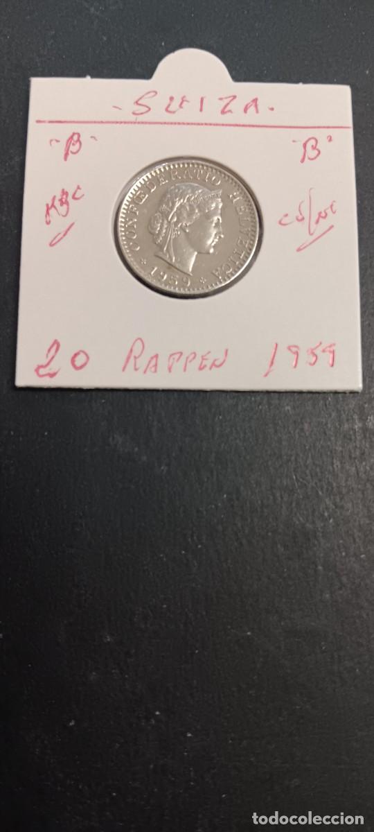Monedas antiguas de Europa: SUIZA 20 RAPPEN 1959 MBC KM=29a (CUPRONIQUEL) &rdquo;B&rdquo;