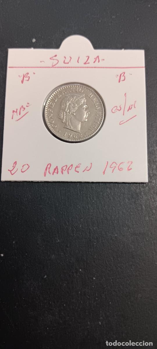 Monedas antiguas de Europa: SUIZA 20 RAPPEN 1962 MBC KM=29a (CUPRONIQUEL) &rdquo;B&rdquo;