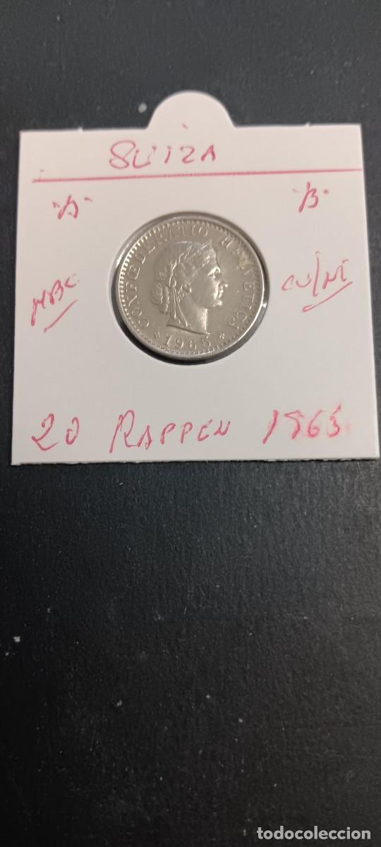 Monedas antiguas de Europa: SUIZA 20 RAPPEN 1965 MBC KM=29a (CUPRONIQUEL) &rdquo;B&rdquo;