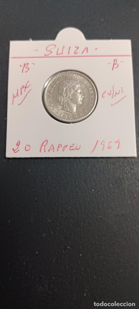 Monedas antiguas de Europa: SUIZA 20 RAPPEN 1969 MBC KM=29a (CUPRONIQUEL) &rdquo;B&rdquo;