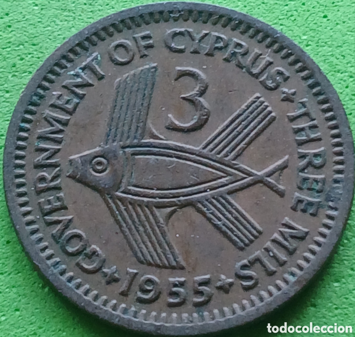 Monedas antiguas de Europa: Chipre 3 mils 1955 km#33