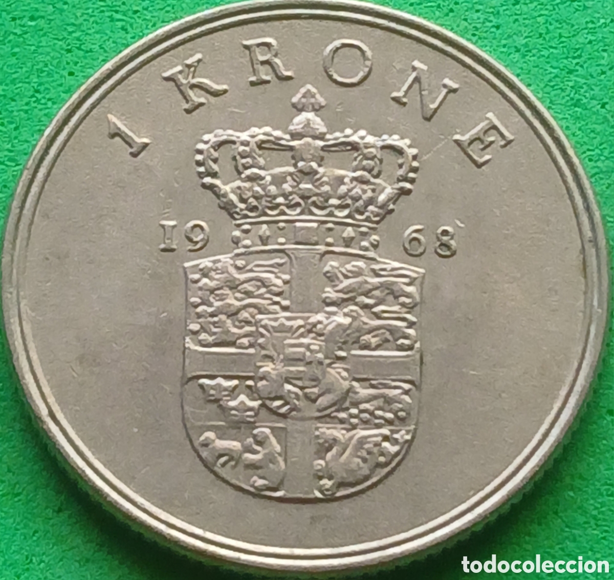 Moedas antigas da Europa: Dinamarca 1 corona 1968 km#851