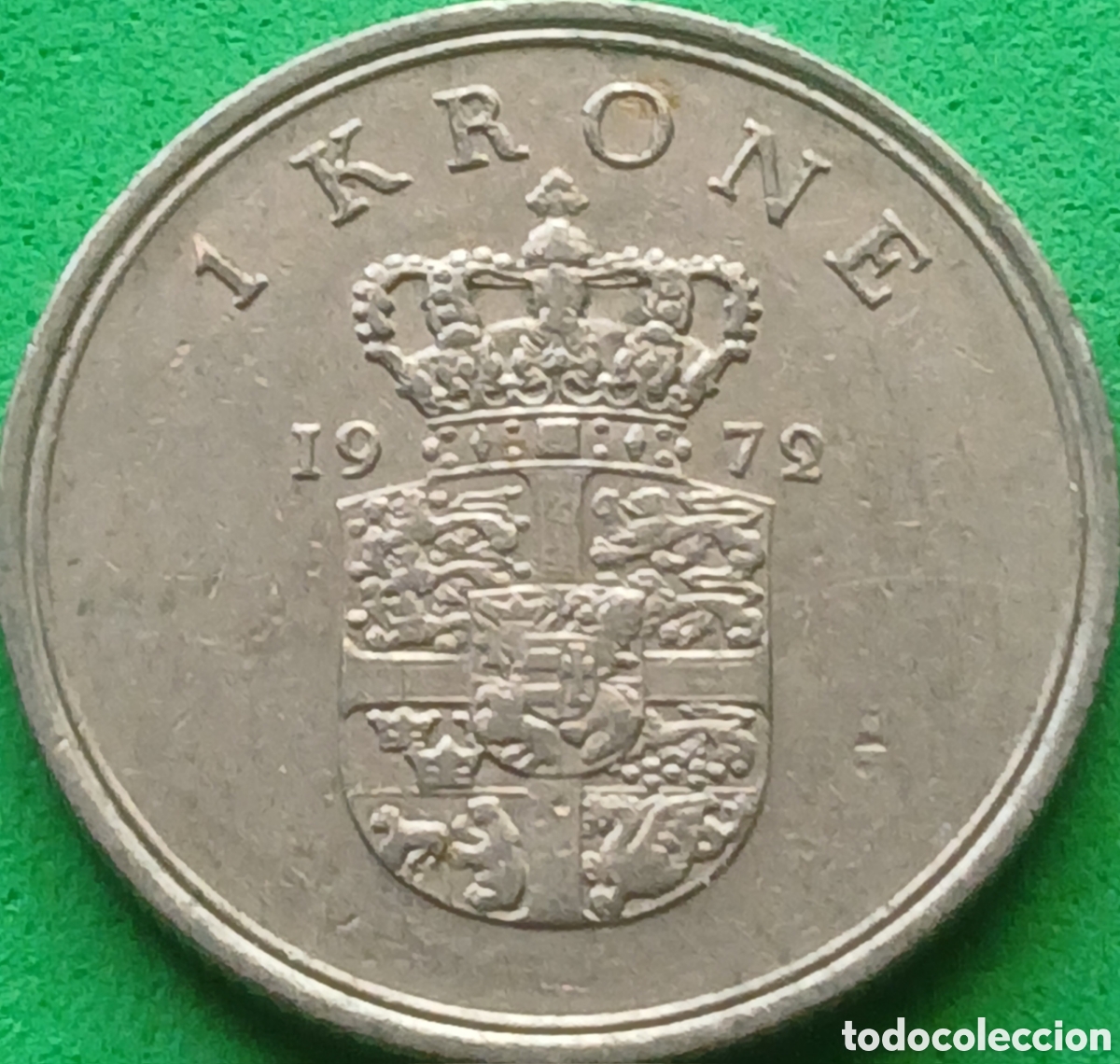 Moedas antigas da Europa: Dinamarca 1 corona 1972 km#851