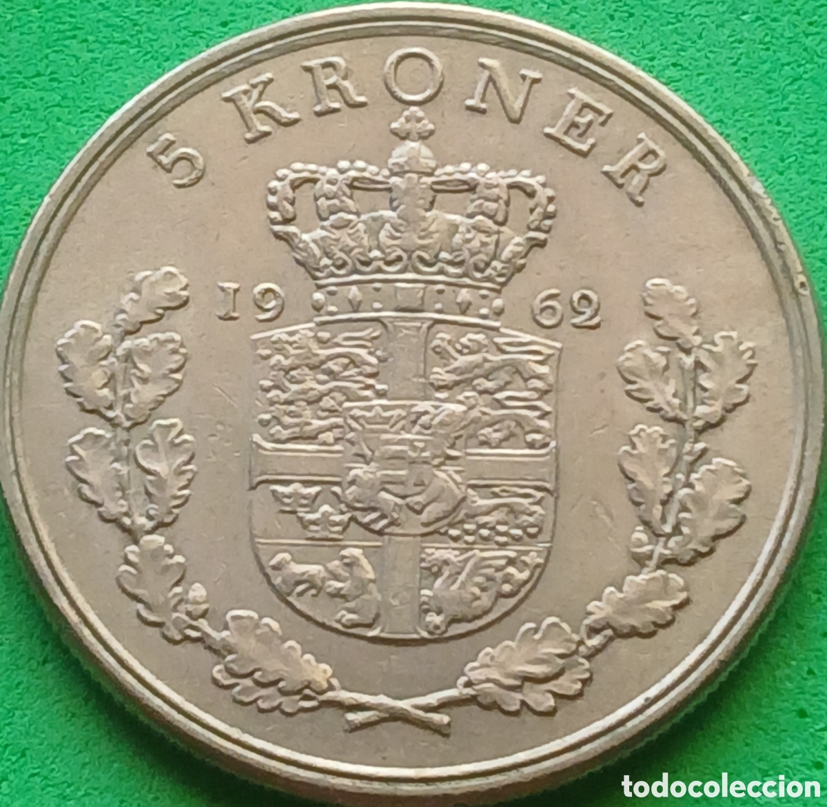Monedas antiguas de Europa: Dinamarca 5 coronas 1962 km#853 poco com&uacute;n