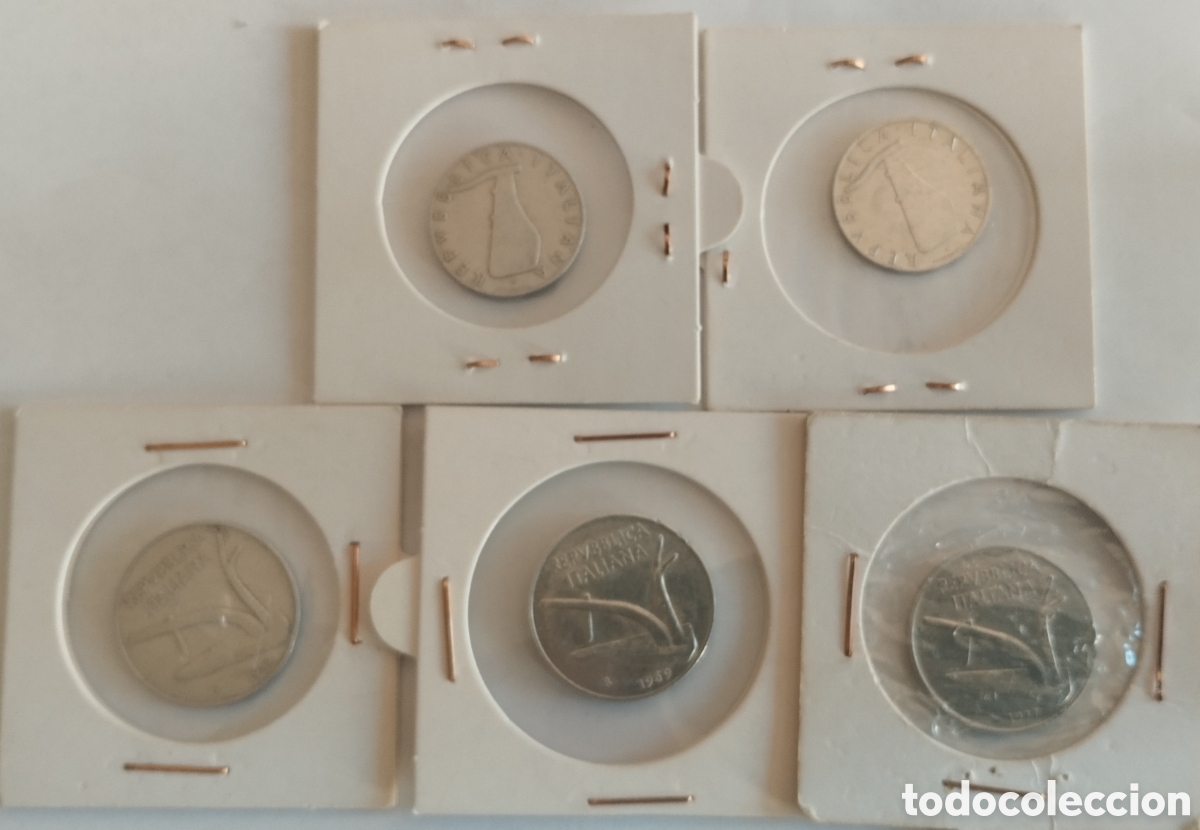 Old Coins of Europe: LOTE DE 5 MONEDAS ITALIA, 2 MONEDAS 5 C&Eacute;NTIMOS 1954&acute;1969 Y 10 C&Eacute;NTIMOS 1952-1969 Y 1977 (FOTOS)