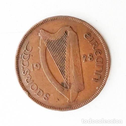 Monedas antiguas de Europa: 1928, 1 penique (1 pingin) del Estado Libre Irland&eacute;s