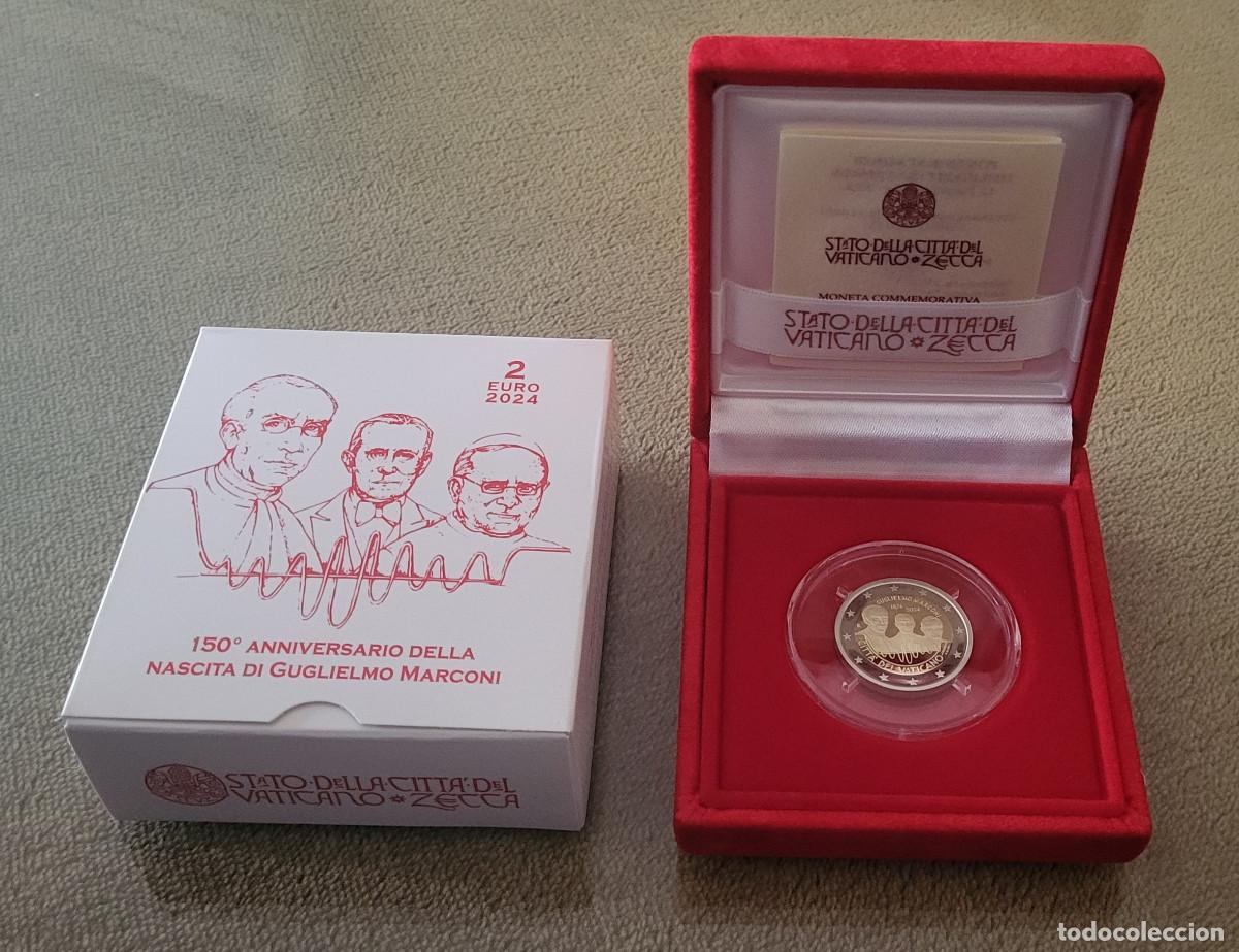 Monedas antiguas de Europa: ESTUCHE 2 EUROS CONM VATICANO 2024 PROOF MARCONI
