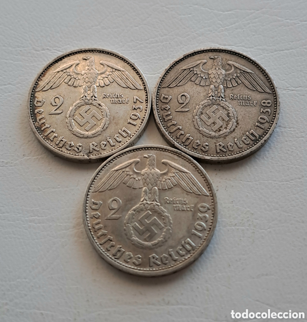 Old Coins of Europe: Alemania Tercer Reich 3x2 marcos 1937,1938,1939