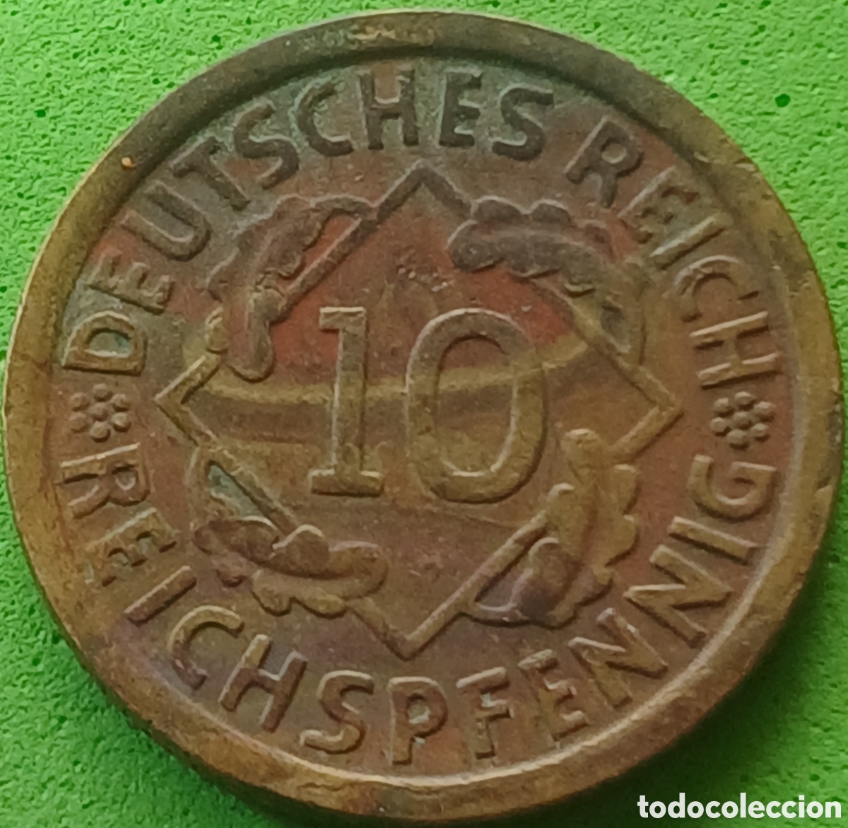 Monnaies anciennes de Europe: Alemania Rep&uacute;blica de Weimar 10 reichspfennig 1929 F km#40 poco com&uacute;n