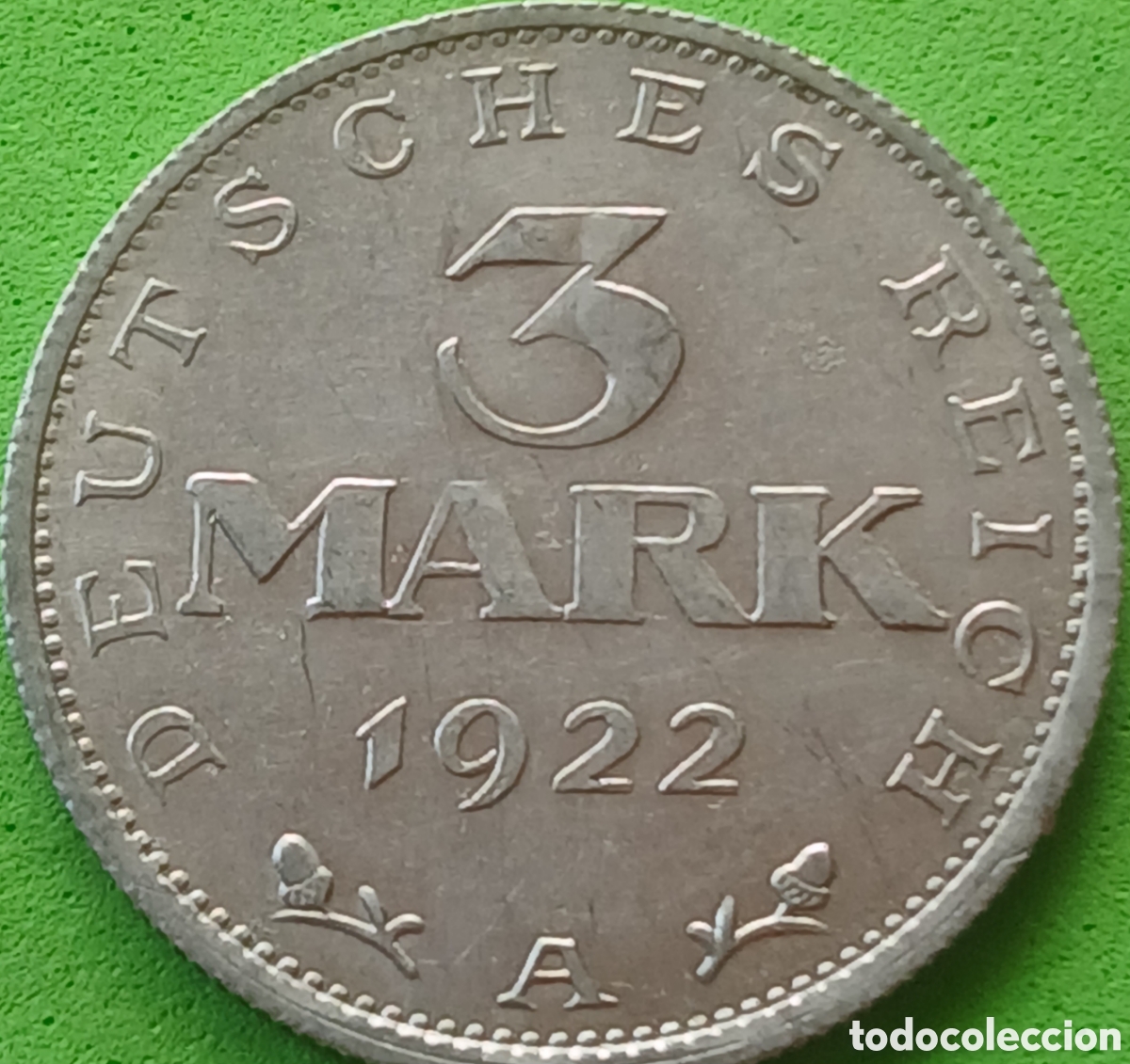 Alte M&uuml;nzen aus Europa: Alemania Rep&uacute;blica de Weimar 3 marcos 1922 A km#28