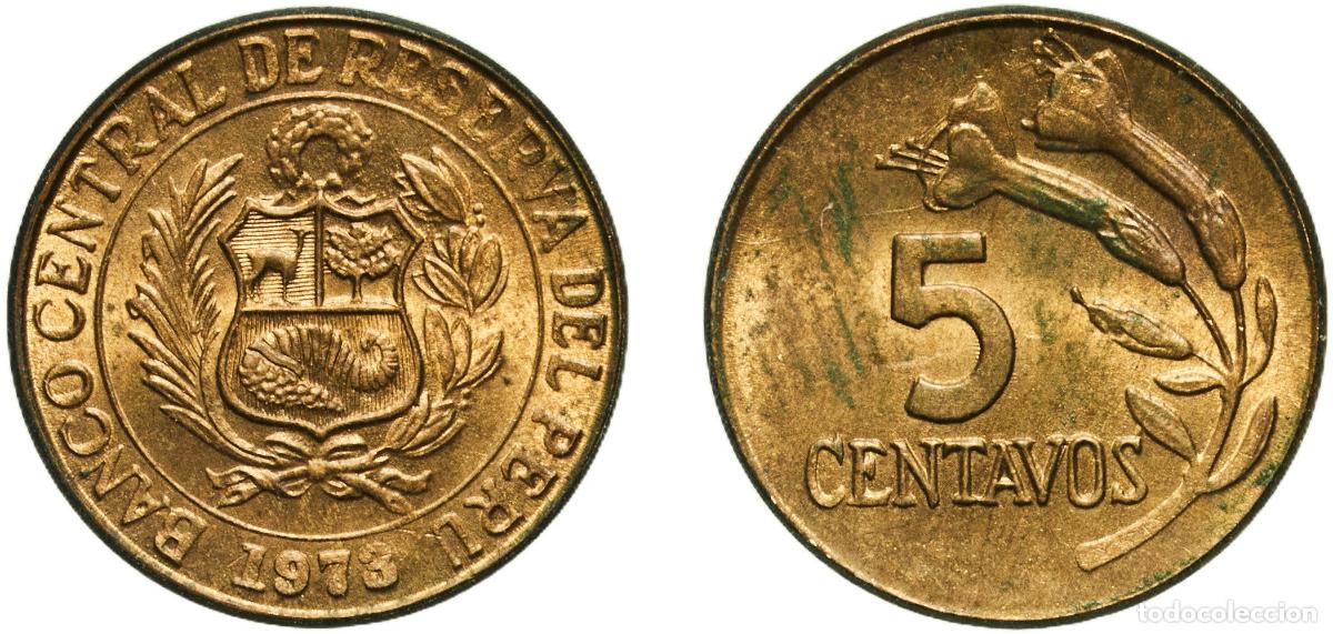Monedas antiguas de Europa: Peru Republic 1973 5 Centavos Brass (25074000) 1.47g UNC KM 244 Sch&ouml;n 49