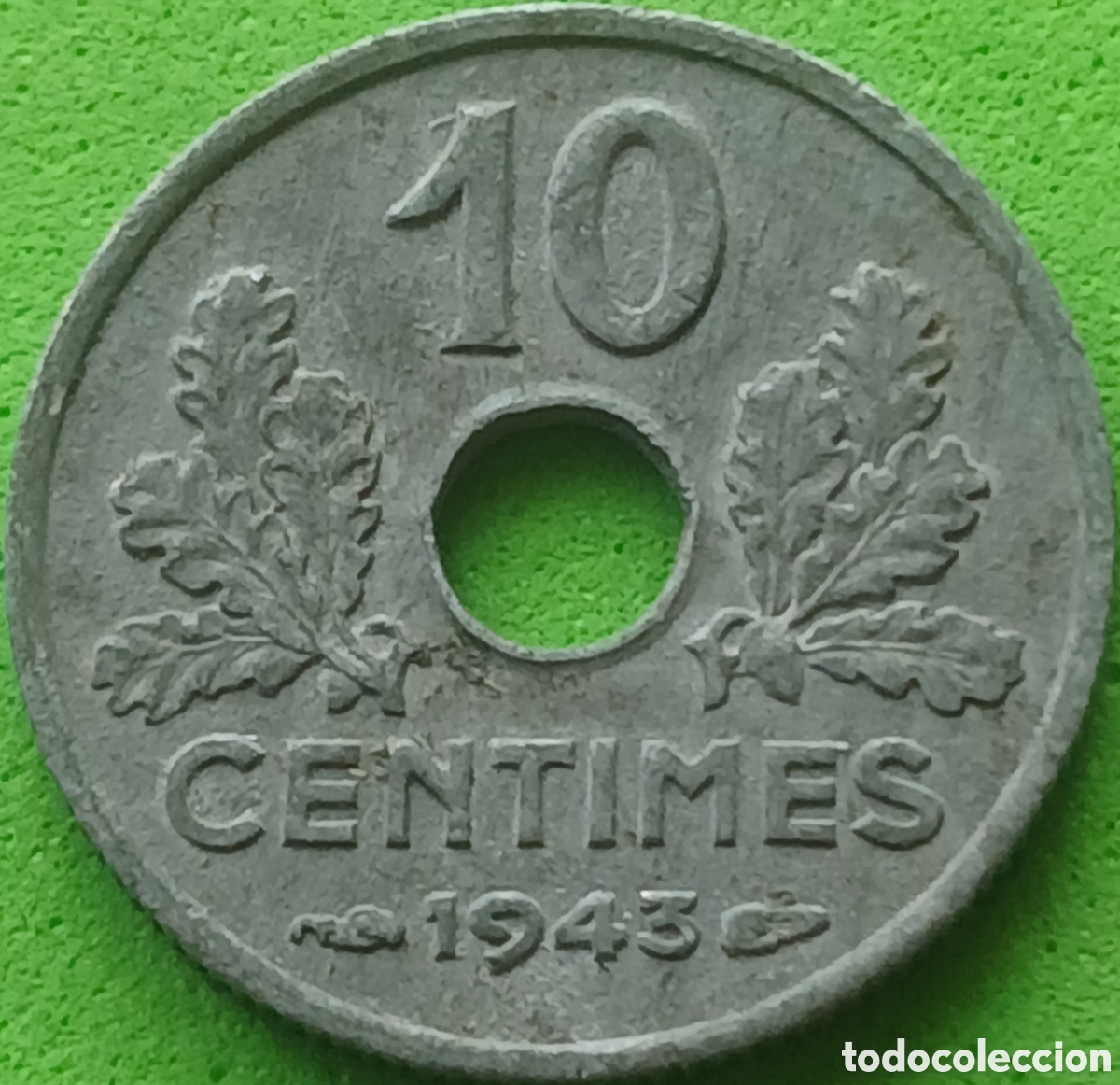 Monedas antiguas de Europa: Francia 10 c&eacute;ntimos 1943 km#903 nuevo tipo: 17 mm.