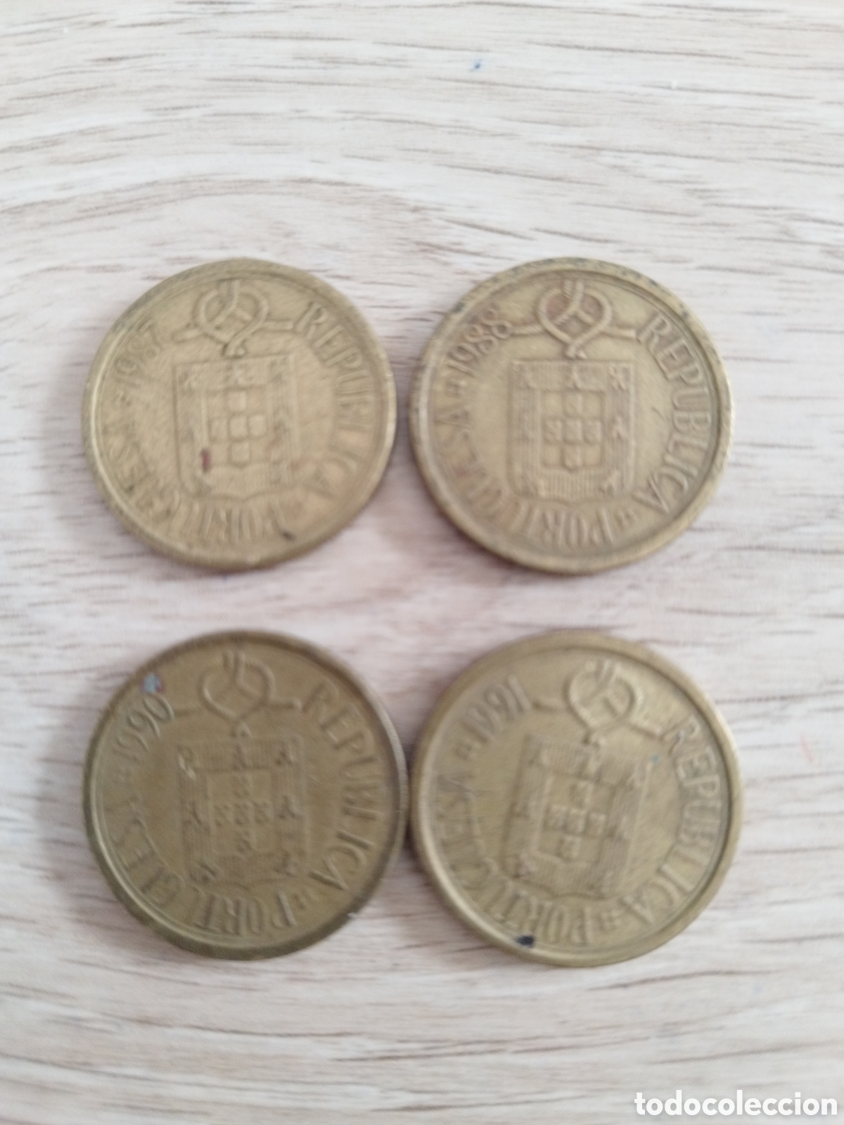 Monete antiche di Europa: Portugal Lote de 4 monedas de 10 escudos km#633 1987/1988/1990/1991