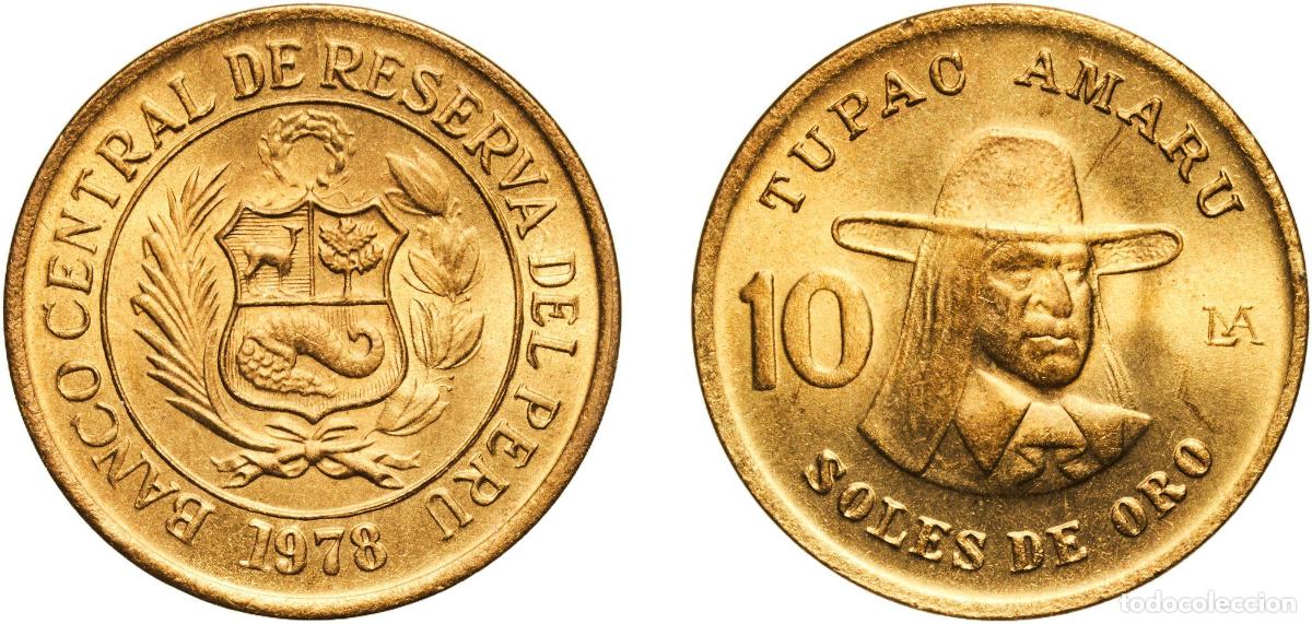 Monedas antiguas de Europa: Peru Republic 1978 10 Soles de Oro Brass Lima Mint 5.58g UNC KM 272.2