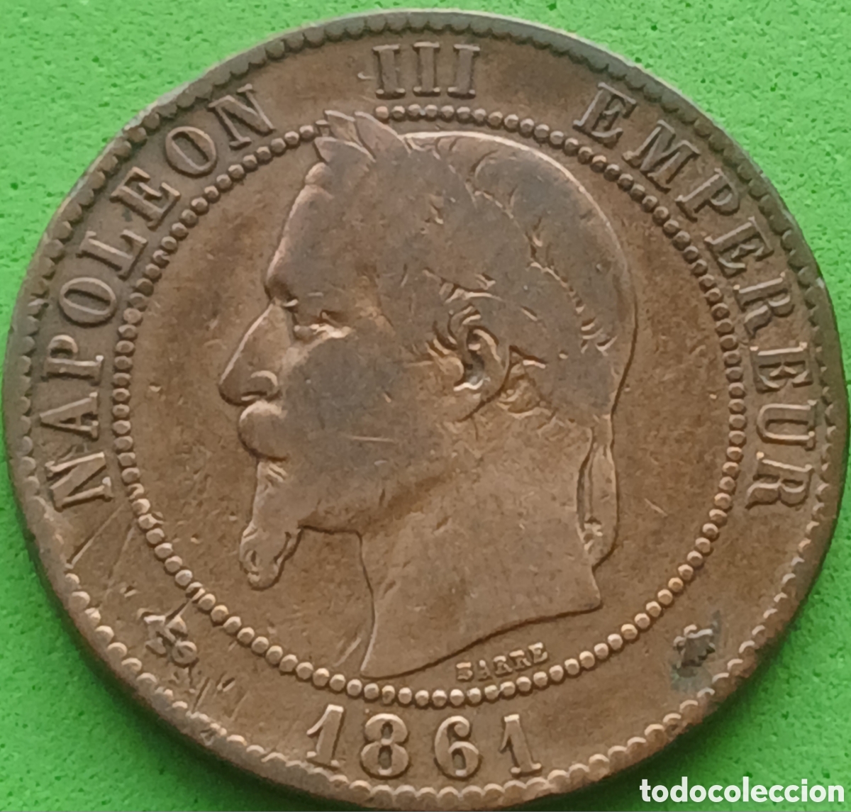 Monedas antiguas de Europa: Francia 10 c&eacute;ntimos 1861 A km#798 Par&iacute;s