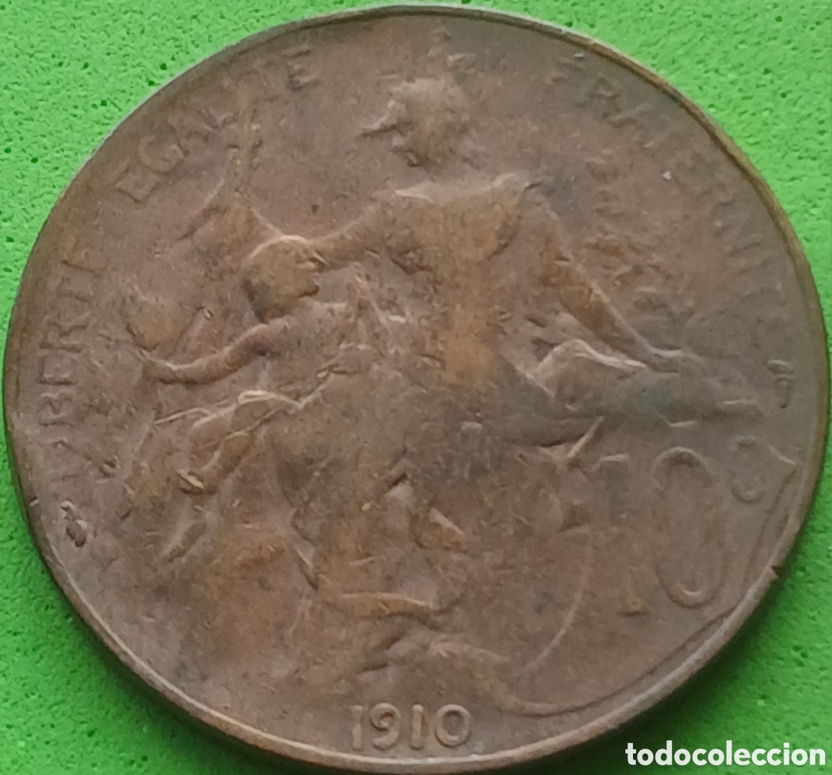 Monedas antiguas de Europa: Francia 10 c&eacute;ntimos 1910 km#843 poco com&uacute;n