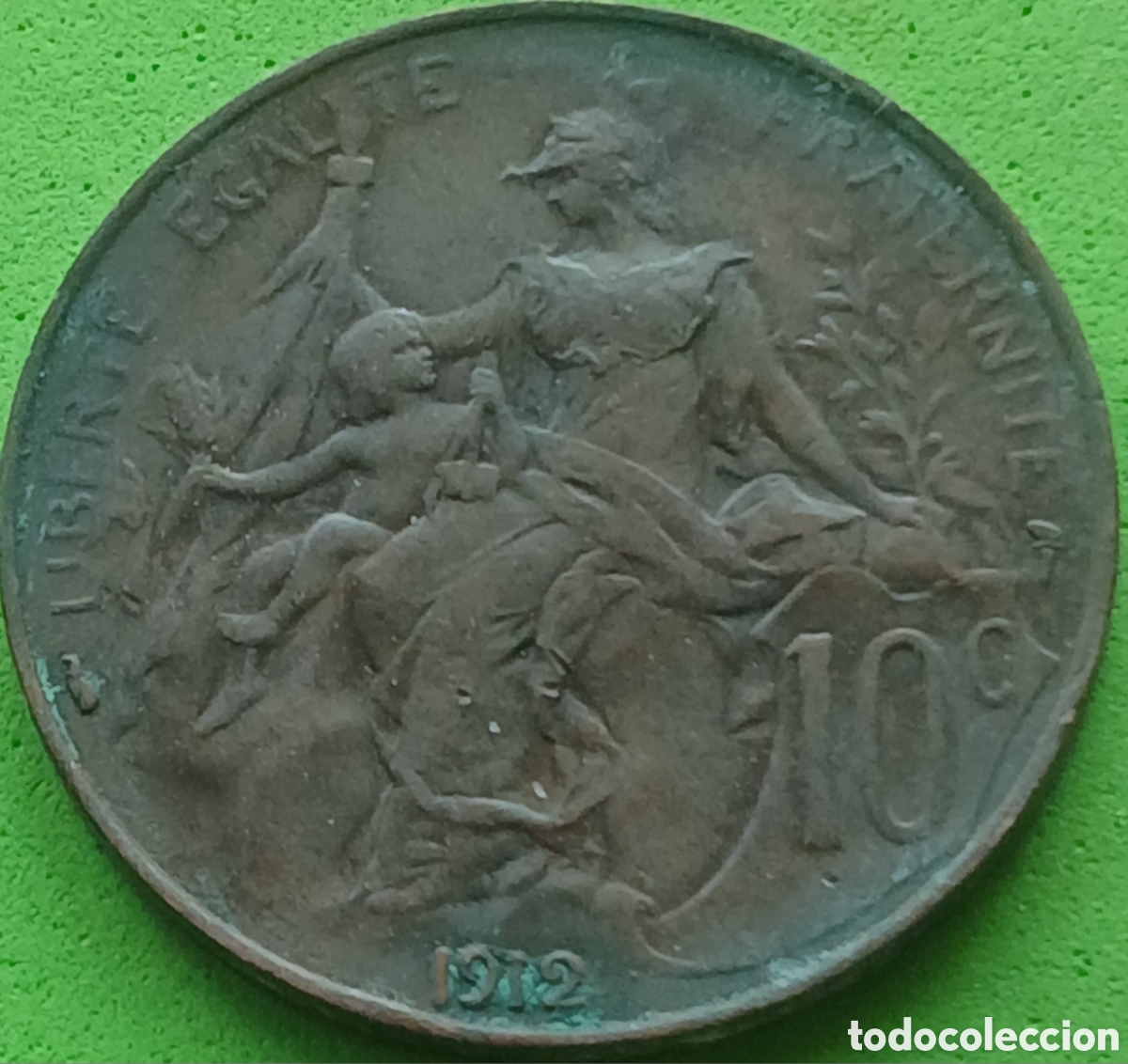 Monedas antiguas de Europa: Francia 10 c&eacute;ntimos 1912 km#843