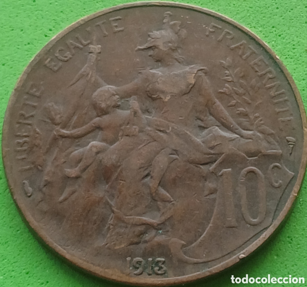 Monedas antiguas de Europa: Francia 10 c&eacute;ntimos 1913 km#843