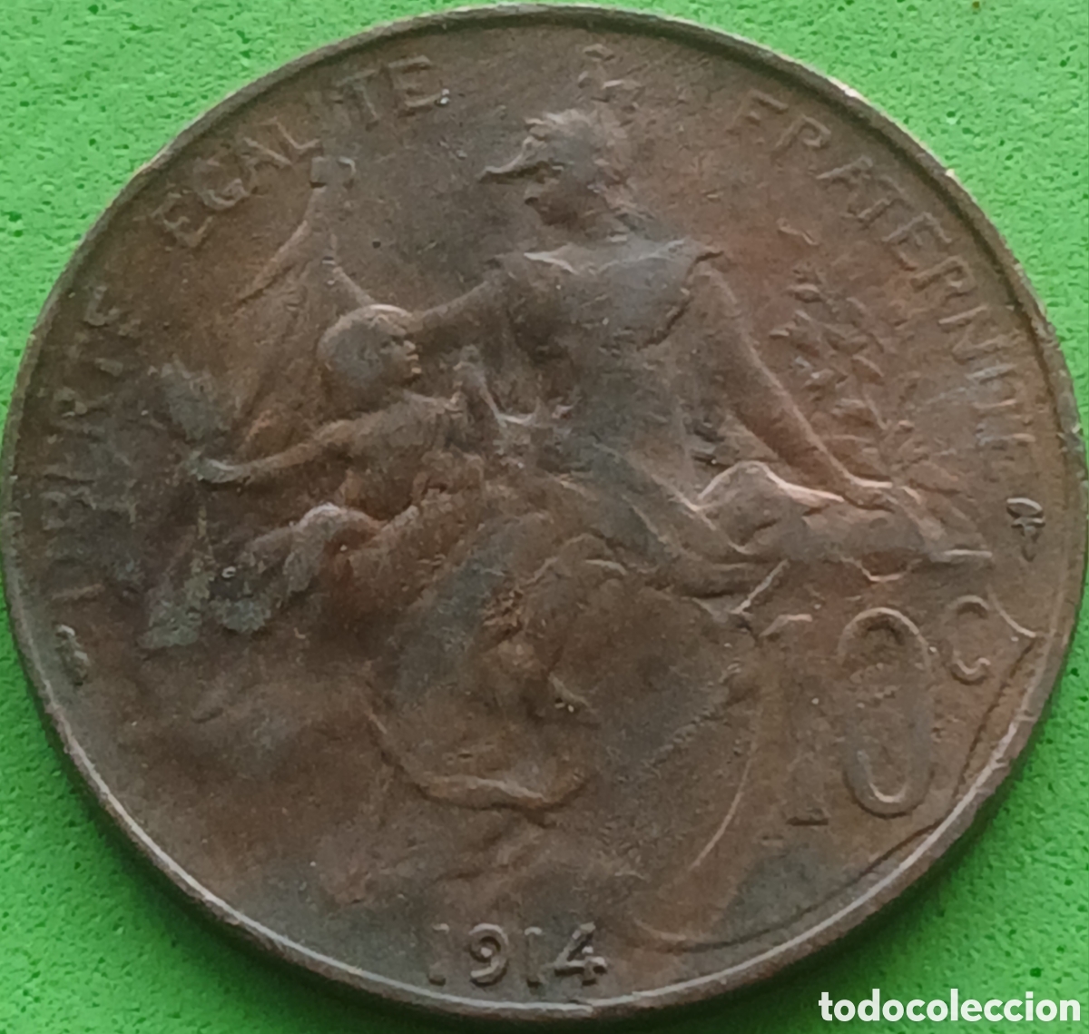 Monedas antiguas de Europa: Francia 10 c&eacute;ntimos 1914 km#843