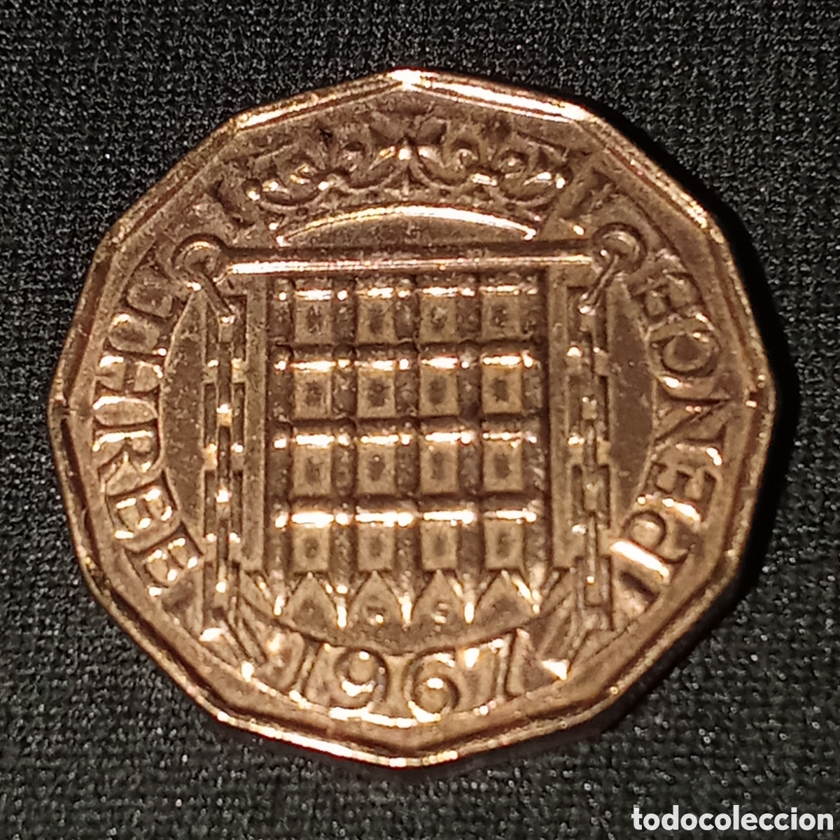 Monedas antiguas de Europa: Tres peniques (threepence) de 1967 del Reino Unido