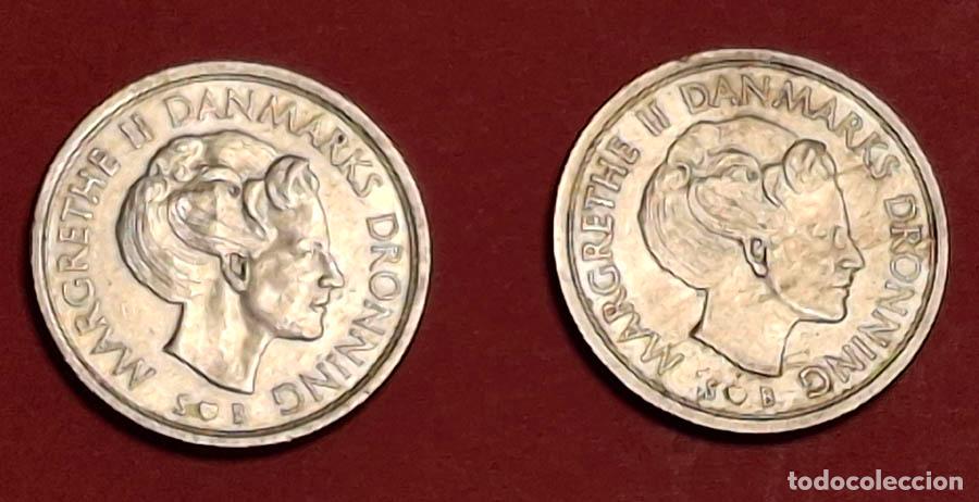 Monedas antiguas de Europa: 1977, 2 monedas de 5 Coronas Dinamarca