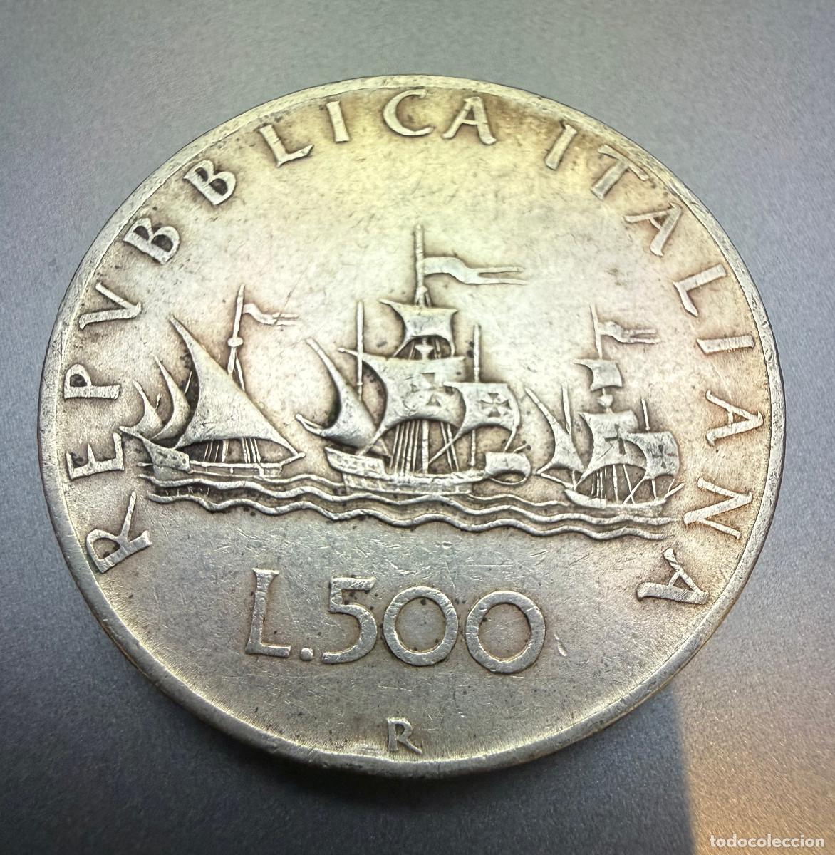 Monedas antiguas de Europa: 500 Lire Italia 1958 R Plata Caravelle &ndash; Rep&uacute;blica Italiana