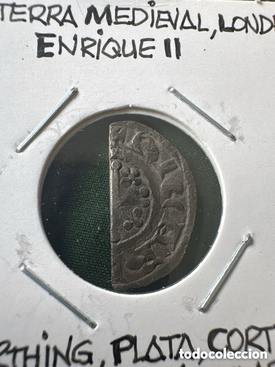 Alte M&uuml;nzen aus Europa: Moneda 1/2 Farthing plata, Enrique II, Londres (A15)