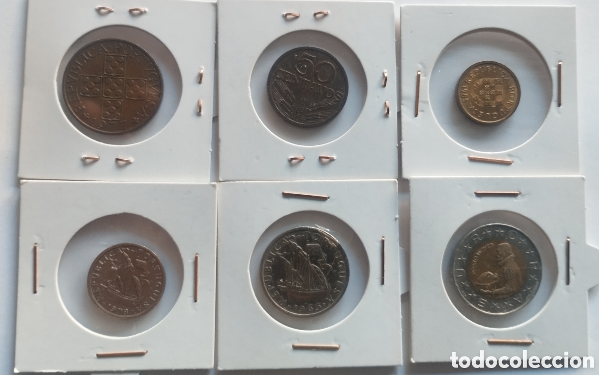 Alte M&uuml;nzen aus Europa: LOTE DE SEIS MONEDAS PORTUGAL DISTINTOS VALORES Y A&Ntilde;OS.