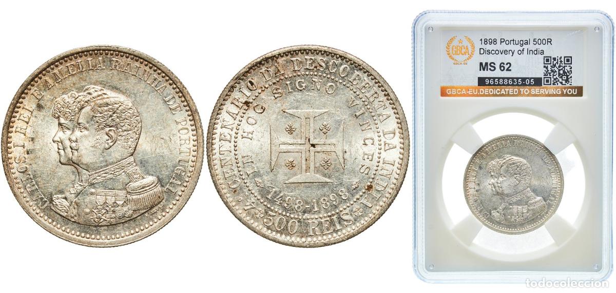 Monedas antiguas de Europa: Portugal Kingdom 1898 500 Reis - Carlos I (Discovery of India) Silver (.917) Lisbon Mint (300000) 1