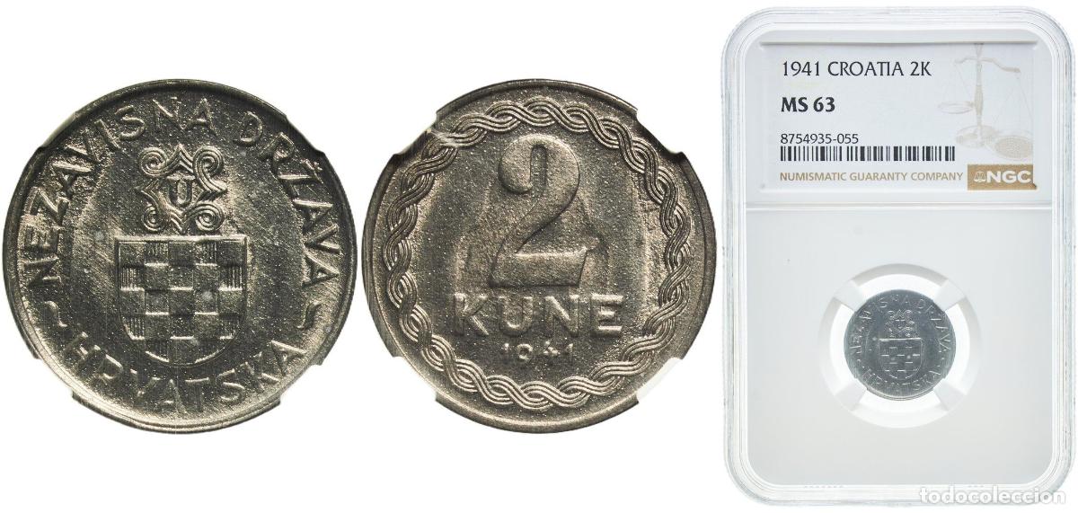 Monedas antiguas de Europa: Croatia Republic 1941 2 Kune Zinc Zagreb / Z&aacute;gr&aacute;b (1750000) 2.25g NGC MS 63 KM 2 Sch&ouml;n 3