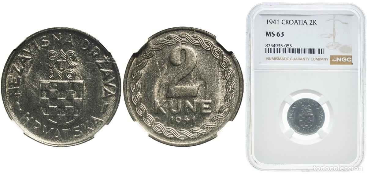 Monedas antiguas de Europa: Croatia Republic 1941 2 Kune Zinc Zagreb / Z&aacute;gr&aacute;b (1750000) 2.25g NGC MS 63 KM 2 Sch&ouml;n 3
