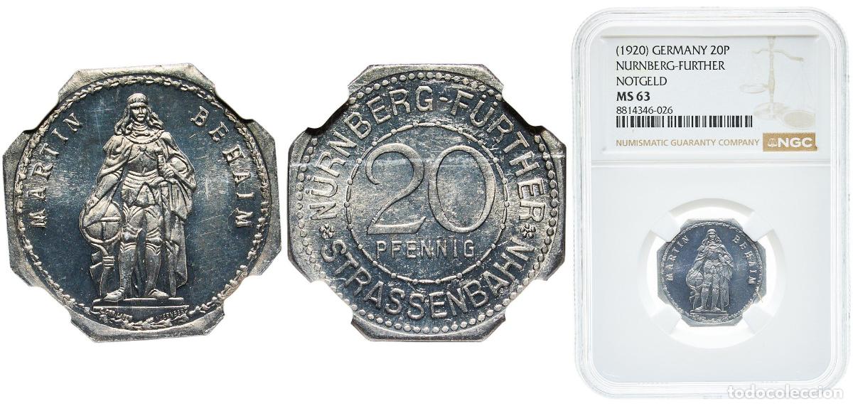 Monedas antiguas de Europa: Germany Cities of Nuremberg and F&uuml;rth ND (1920) 20 Pfennig - Martin Behaim (N&uuml;rnberg-F&uuml;rth) Alumini