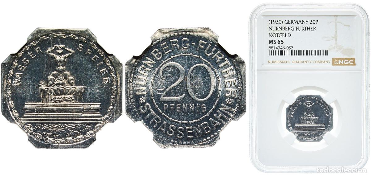 Monedas antiguas de Europa: Germany Cities of Nuremberg and F&uuml;rth ND (1920) 20 Pfenninge - Wasserspeier (N&uuml;rnberg-F&uuml;rth) Alumin