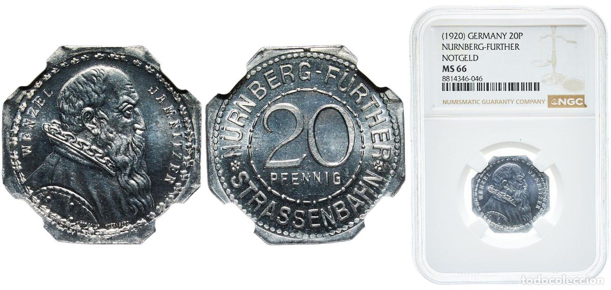 Monedas antiguas de Europa: Germany Cities of Nuremberg and F&uuml;rth ND (1920) 20 Pfennig - Wenzel Jamnitzer (N&uuml;rnberg-F&uuml;rth) Alum