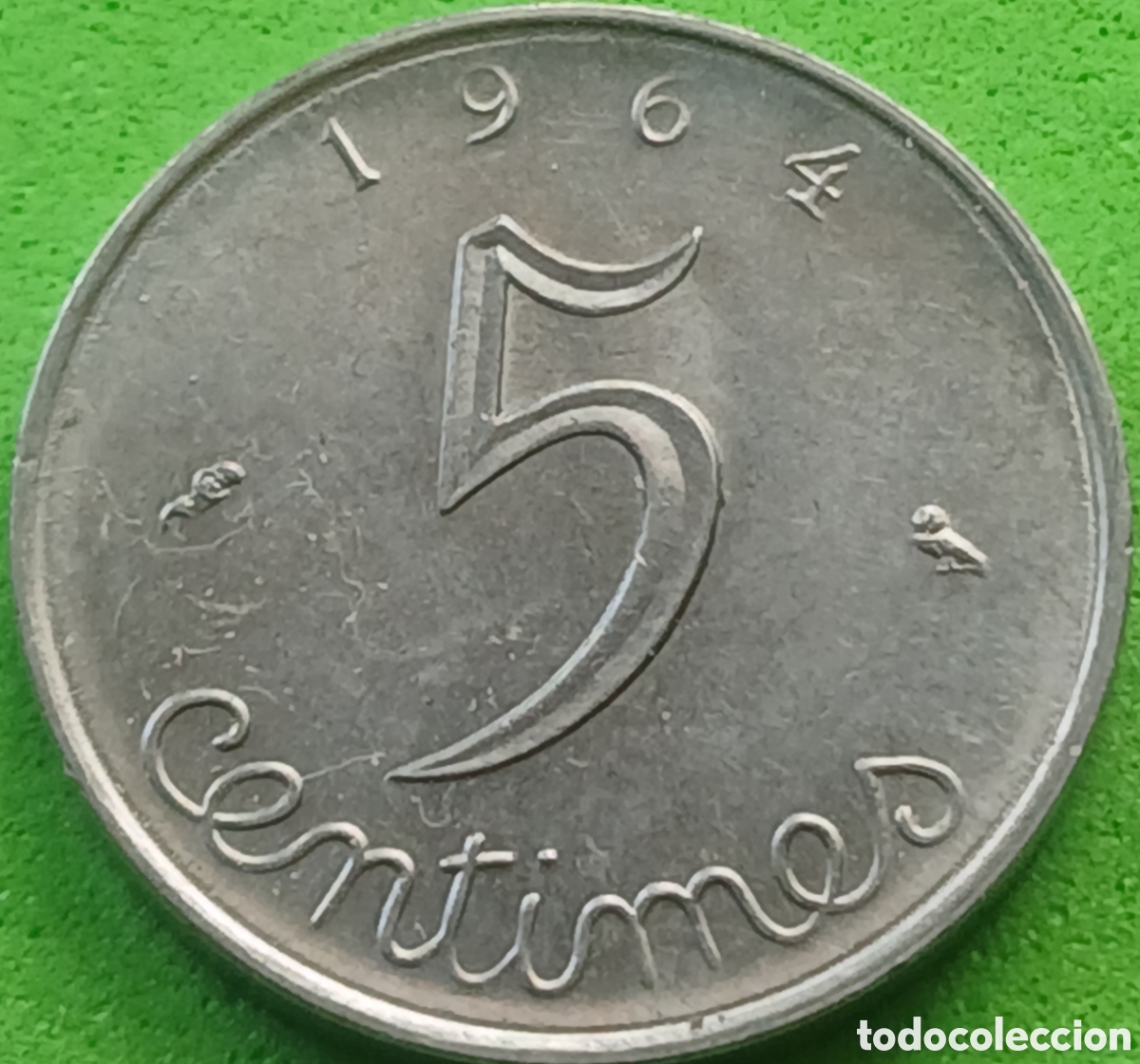 Monedas antiguas de Europa: Francia 5 c&eacute;ntimos 1964 km#927