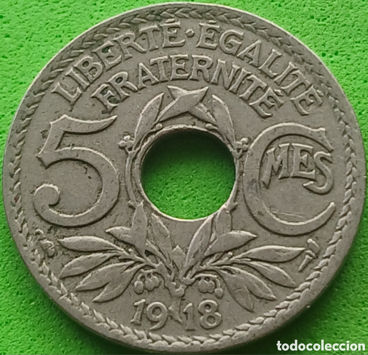 Monedas antiguas de Europa: Francia 5 c&eacute;ntimos 1918 km#865