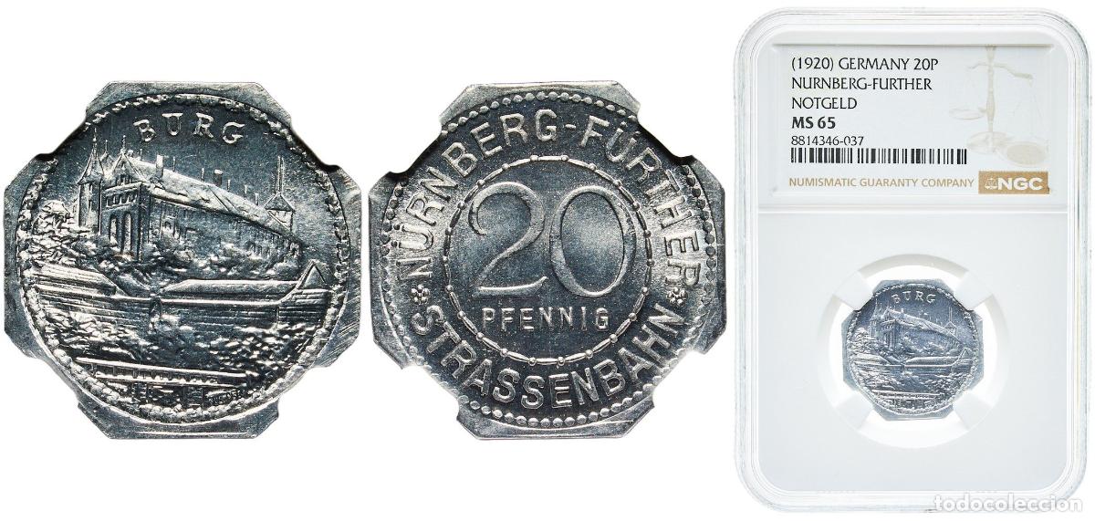 Monedas antiguas de Europa: Germany Cities of Nuremberg and F&uuml;rth ND (1920) 20 Pfennig - Burg (N&uuml;rnberg-F&uuml;rth) Aluminium (10000