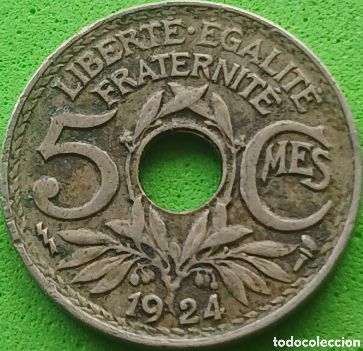 Monedas antiguas de Europa: Francia 5 c&eacute;ntimos 1924 km#875 ceca Poissy