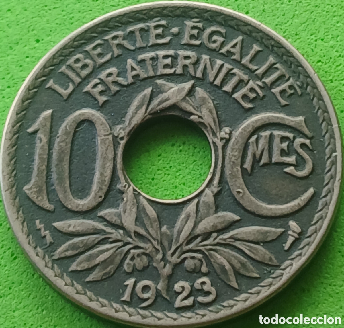 Monedas antiguas de Europa: Francia 10 c&eacute;ntimos 1923 km#866a ceca Poissy