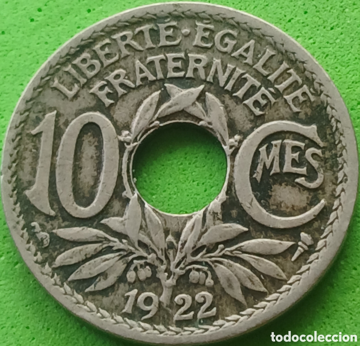 Monedas antiguas de Europa: Francia 10 c&eacute;ntimos 1922 km#866a ceca Par&iacute;s